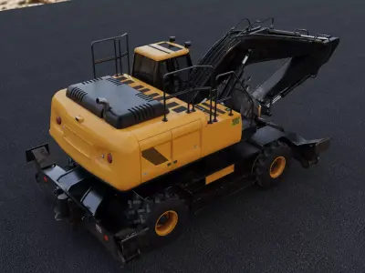 Wheeled Excavator Low-poly 3D model by PhilRivera