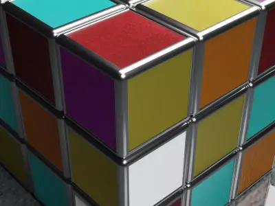 metal rubiks cube Low-poly 3D model