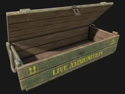 Low Poly PBR Wooden Military Crate 2 Low-poly 3D model