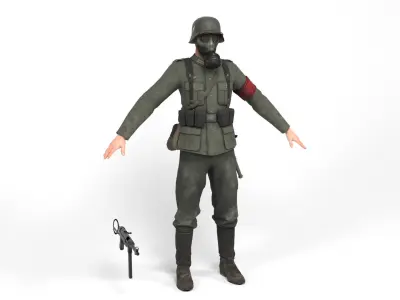 German Soldier 5 Low-poly 3D model