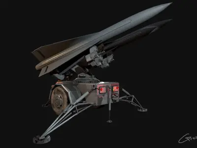 Low Poly PBR Missile Launcher Low-poly 3D model