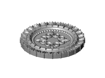 Floral scroll N01 flower pattern medallion rosette relief 3D print model