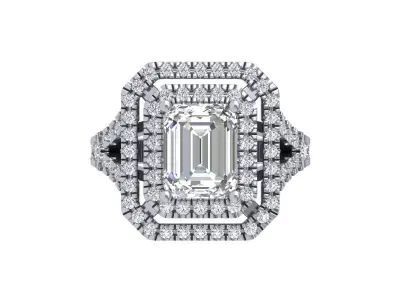 Emerald Solitaire Art Deco Ring 3D print model 8