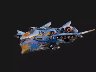 Sci-Fi Space Ship X1  Low-poly 3D model