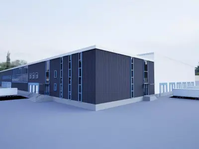 Logistics Distribution Center Warehouse Industrial Complex Low-poly 3D model