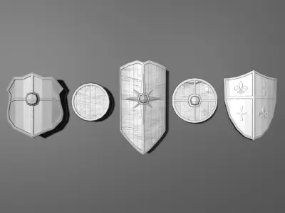 5 Shield Package Low-poly 3D model