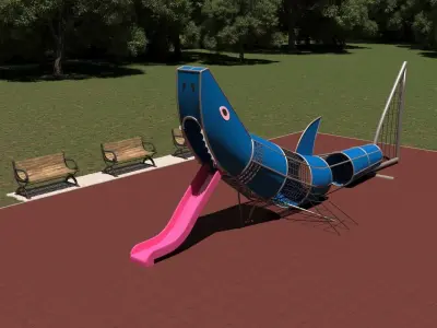 Childrens playground shark 3d model Low-poly 3D model