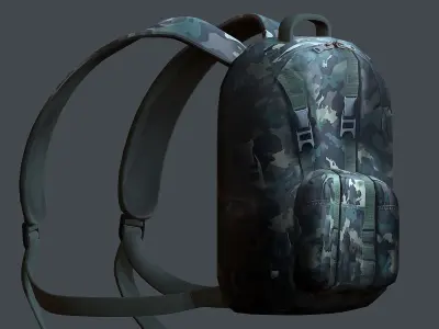 Backpack military combat Black baggage Low-poly  Low-poly 3D model 2