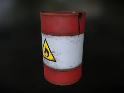 Explosive Red Oil Barrel - 4K PBR Low-poly 3D model