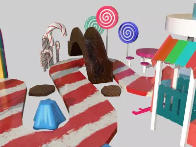 Candy Stall Low-poly 3D model