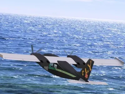 Plane propeller flying in sky 3D model
