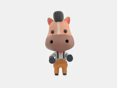 Cute Horse 3D Illustration 3D model shop