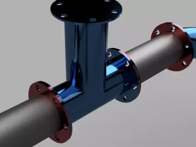 Industrial Pipe System with Flanged Connections 3D print model