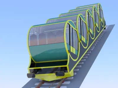 Funicular - mountain train 3D model