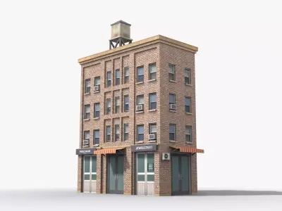 Apartment Building x14 Low-poly 3D model
