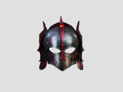 Red Dragon Armor Helm Low-poly 3D model