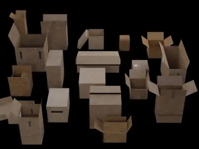 Cardboard Boxes Pack Low-poly 3D model