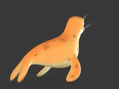 Cartoon Seal Low-poly 3D model