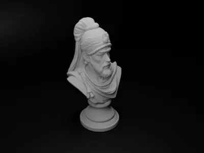 Indian Mughal Warrior Bust Chess 3D print model shop