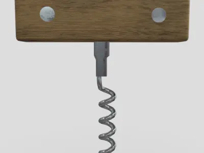 Corkscrew 3 bottle opener with spiral Low-poly 3D model