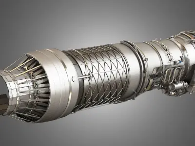 F100 - PW - 220 Turbofan Engine 2 in 1 3D Model Pack