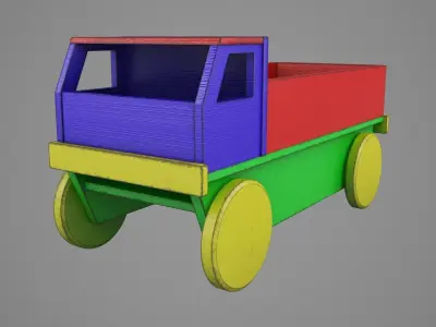 Wood Toy Truck Low-poly 3D model