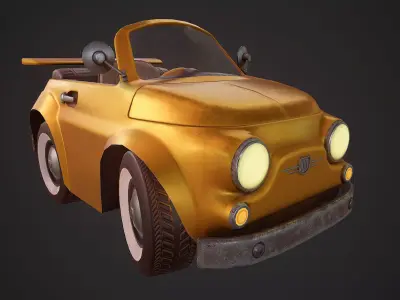 Fiat 500 cartoon stylized Low-poly 3D model