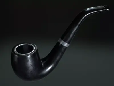 Wooden pipe smoking Low-poly 3D model
