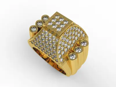 Antique Vintage Style Art Deco Diamond Ring 3D print model