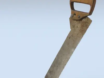 Handsaw High Poly old saw with wooden handle 3D model
