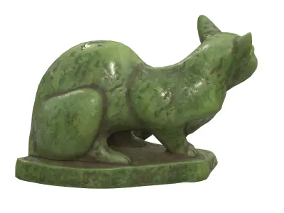 Sitting cat jade statues Low-poly 3D model