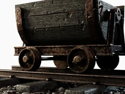 Gold Mining Cart Low-poly 3D model