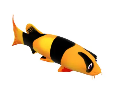 Clown loach fish animated  Low-poly 3D model