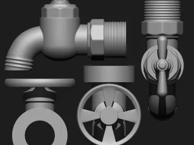 Plumbing Parts IMM Brush Pack 35 in One 3D model