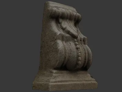 Antique Stone Corbel Scan Low-poly 3D model