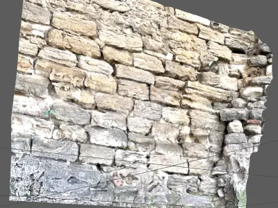 Ancient broken wall of castle 3D model