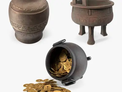 Antique Chinese Artifacts Collection 3D model