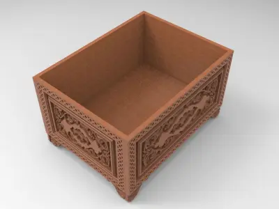 Vintage Hand-Carved Jewelry Chest 3D print model