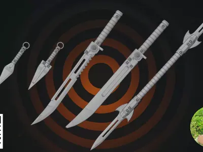 Cyberpunk Tactical Blade  Spear Collection 3D model