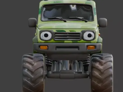 Stylized Jungle Mossy SUV Scout 3d Low-poly 3D model