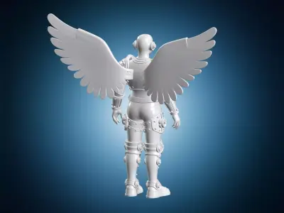 Mechanical Angel with Gear Shaped Wings 3D Print Model 3D print model