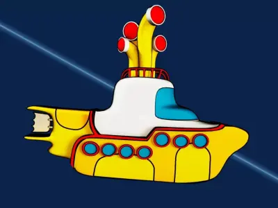 Yellow submarine cartoon 3D model
