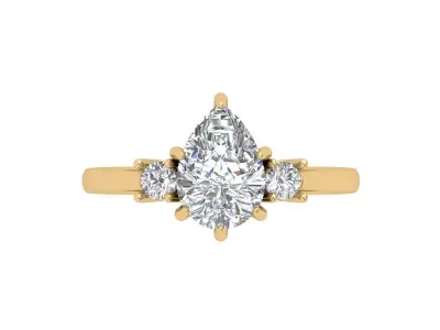 Pear Solitaire Ring 3D print model 10