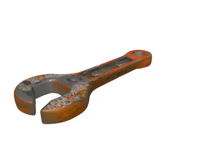 Rusty OpenEnd Wrench PBR Tool Low-poly 3D model