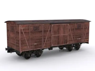 Old Railway carriage Low-poly 3D model