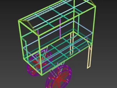 Metal Cart design Low-poly 3D model