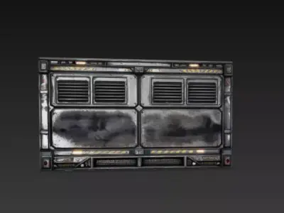 Sci-Fi Industrial Vent Wall Panel - PBR Low Poly Game Ready Low-poly 3D model