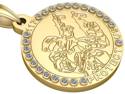 Diamond Halo Protect US Soldier Military Tribute Pendant 3D print model