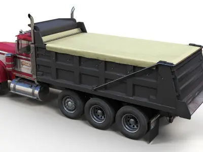 Kenworth W900A dump truck Low-poly 3D model