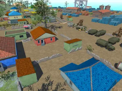 Battleground Map Mobile Game City Environment Low-poly 3D model